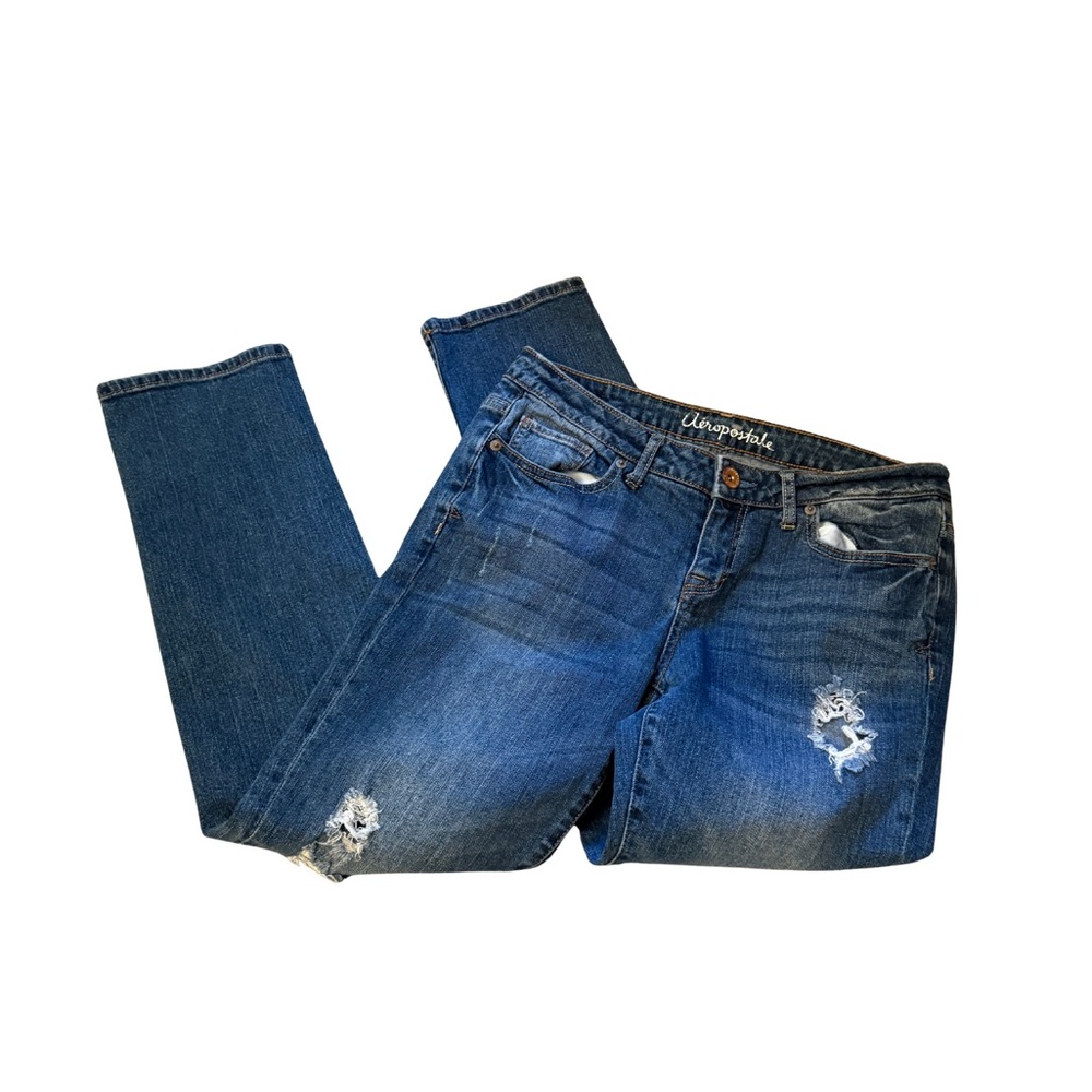 Aeropostale Dark Blue Distressed Skinny Jeans